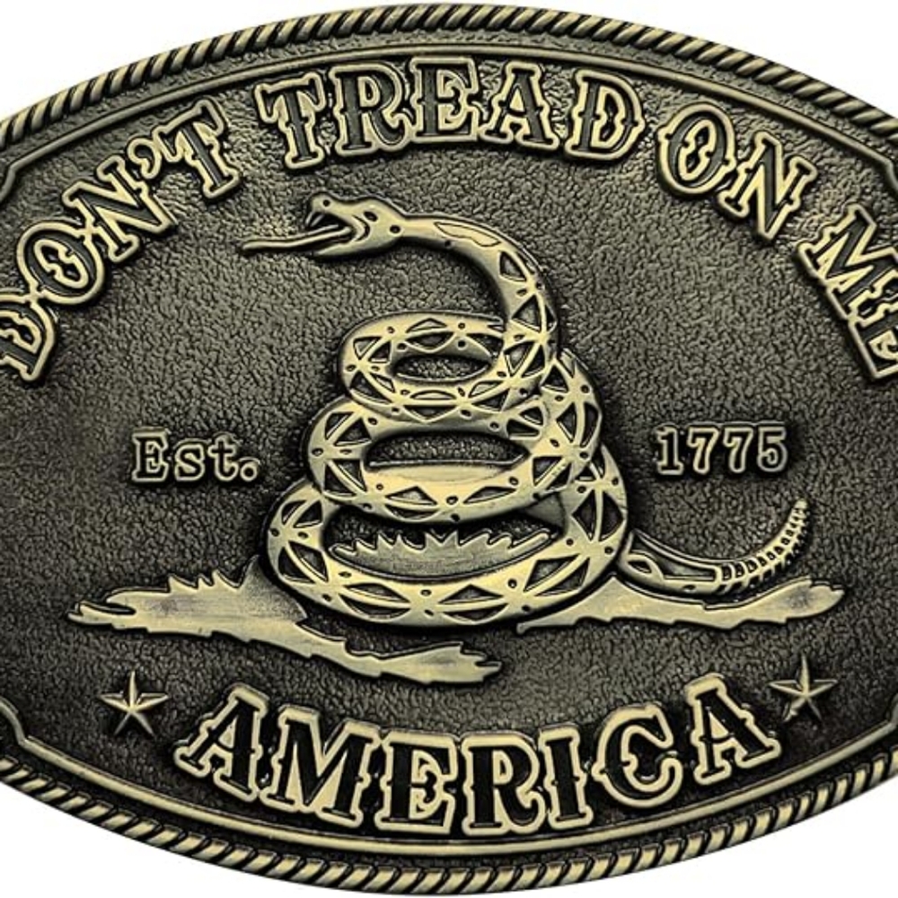 Western Cowboy Belt Buckle | Rattlesnake Patriotic American Buckle for Men